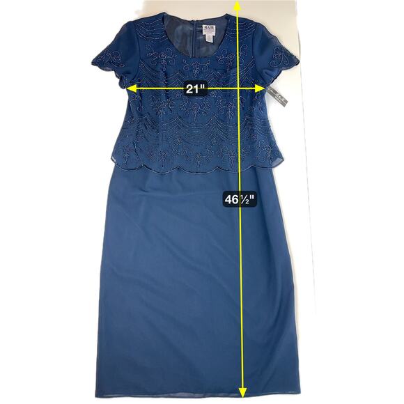 NWT R&M Richards Navy Blue Evening Cocktail Beaded Dress Womens Petite Size 16P - Picture 12 of 12